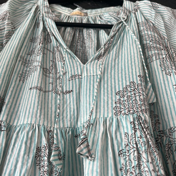 White and teal striped Cover-up - Picture 3 of 6